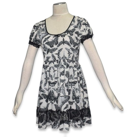 Dolls Kill Monochrome Butterfly Mini Dress - Picture 1 of 7